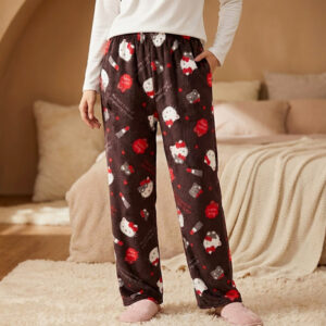 Black Hello Kitty PJ Pants Fleece for womens
