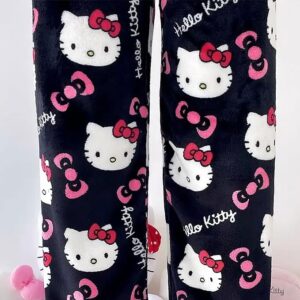 Black Hello Kitty Pajama Pants fleece