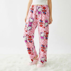 Hello Kitty Spiderman PJ Pants Pink fleece for womens