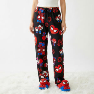 Spiderman Hello Kitty Pajamas Pant black and red for womens