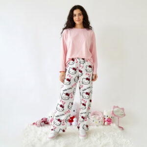 White Hello Kitty PJ Pants Fleece for womens or mens